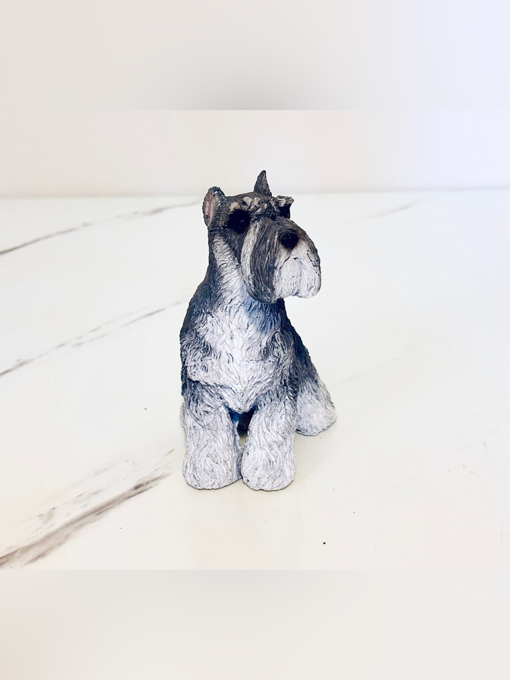 Vintage Sandicast Schnauzer Sitting Dog Grey By Artist Sandra Brue USA Made